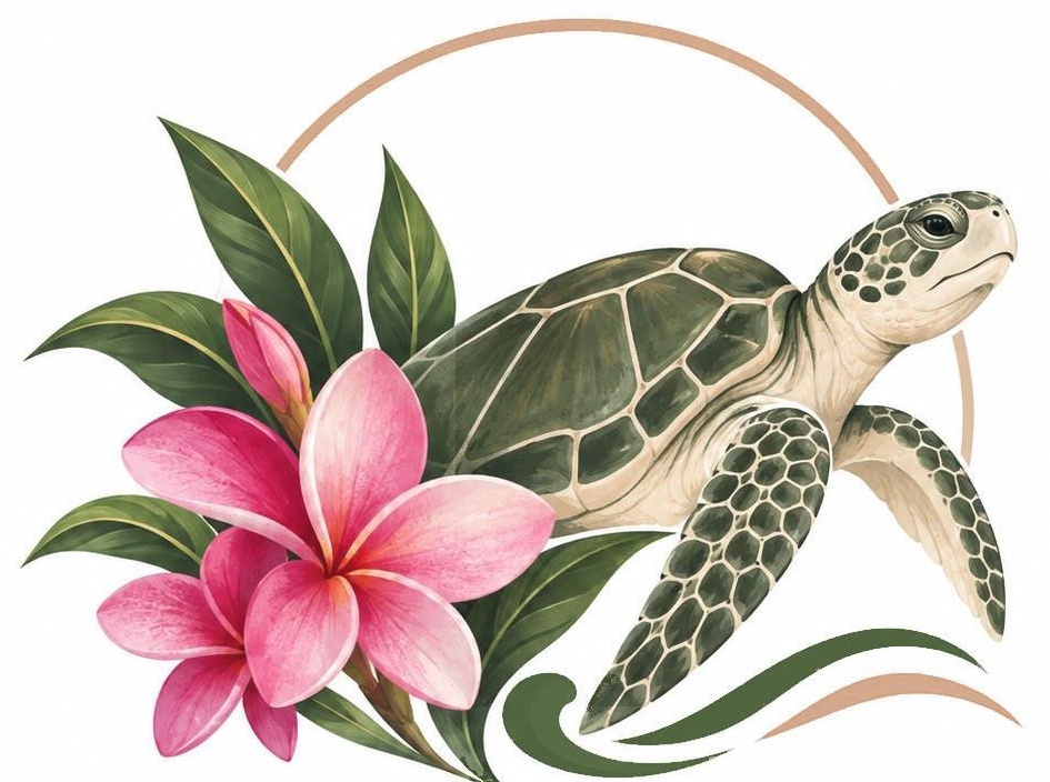 Tortuga y flores tropicales de Lora