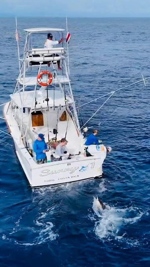 Anglers aboard the sport fishing boat at sea